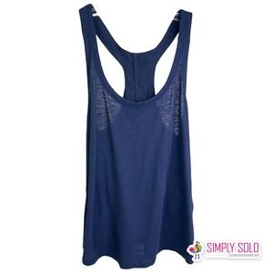 Banana Republic Women's Racerback Tank Top Shirt Blue Cotton Back Zip Sz M‎